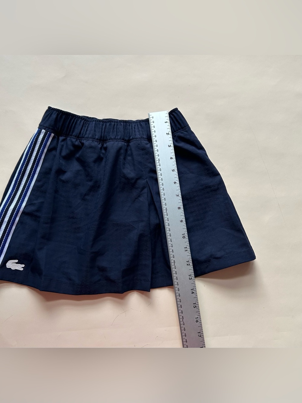 Lacoste Navy Mini Skirt with Side Stripe Trim size 32 - Picture 3 of 7